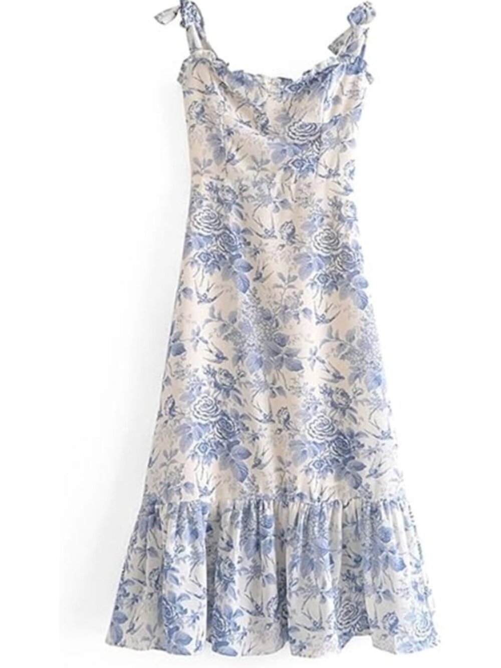 Strangers & Lovers Buckingham Palace Dress Blue White Floral Midi Dress